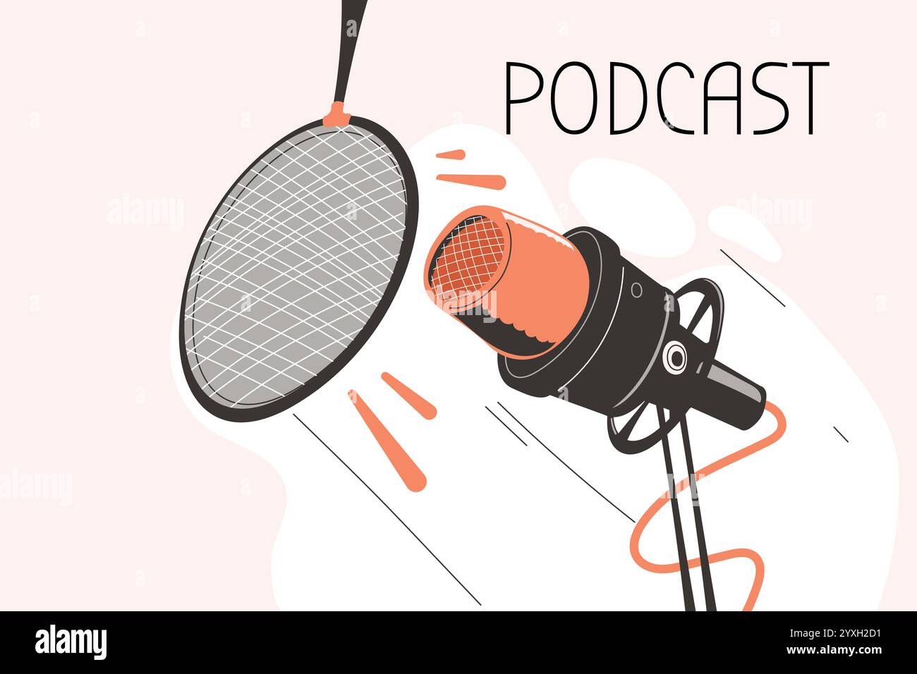 Abbildung über Podcasting. Podcast-Ausrüstung Stock Vektor