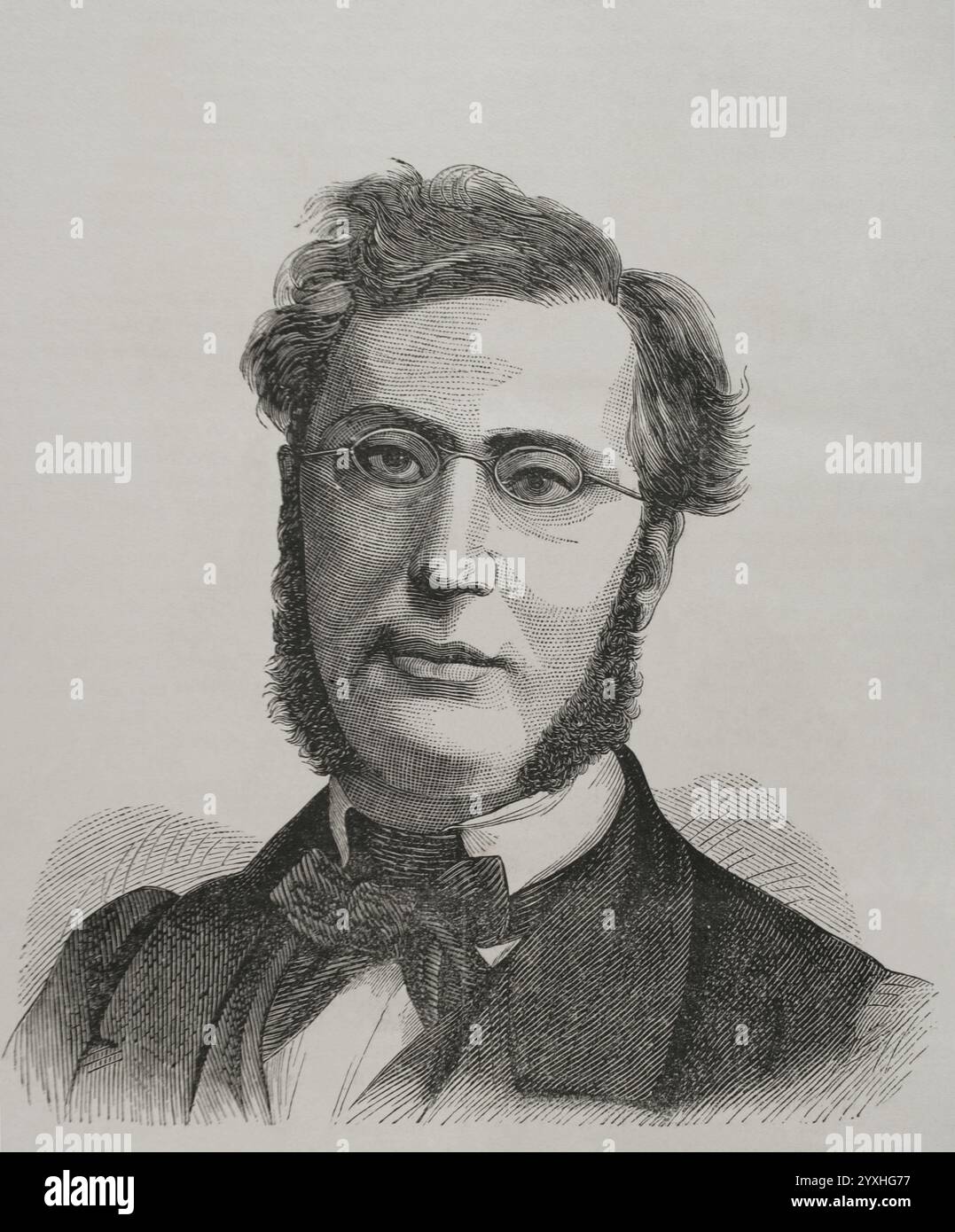 Emile Ollivier (1825-1913). Französischer Staatsmann. Premierminister Frankreichs (27. Dezember 1869 bis 9. August 1870). Hochformat. Gravur. Historia de la Guerra de Francia y Prusia (Geschichte des Krieges zwischen Frankreich und Preußen). Band I. veröffentlicht in Barcelona, 1870. Stockfoto