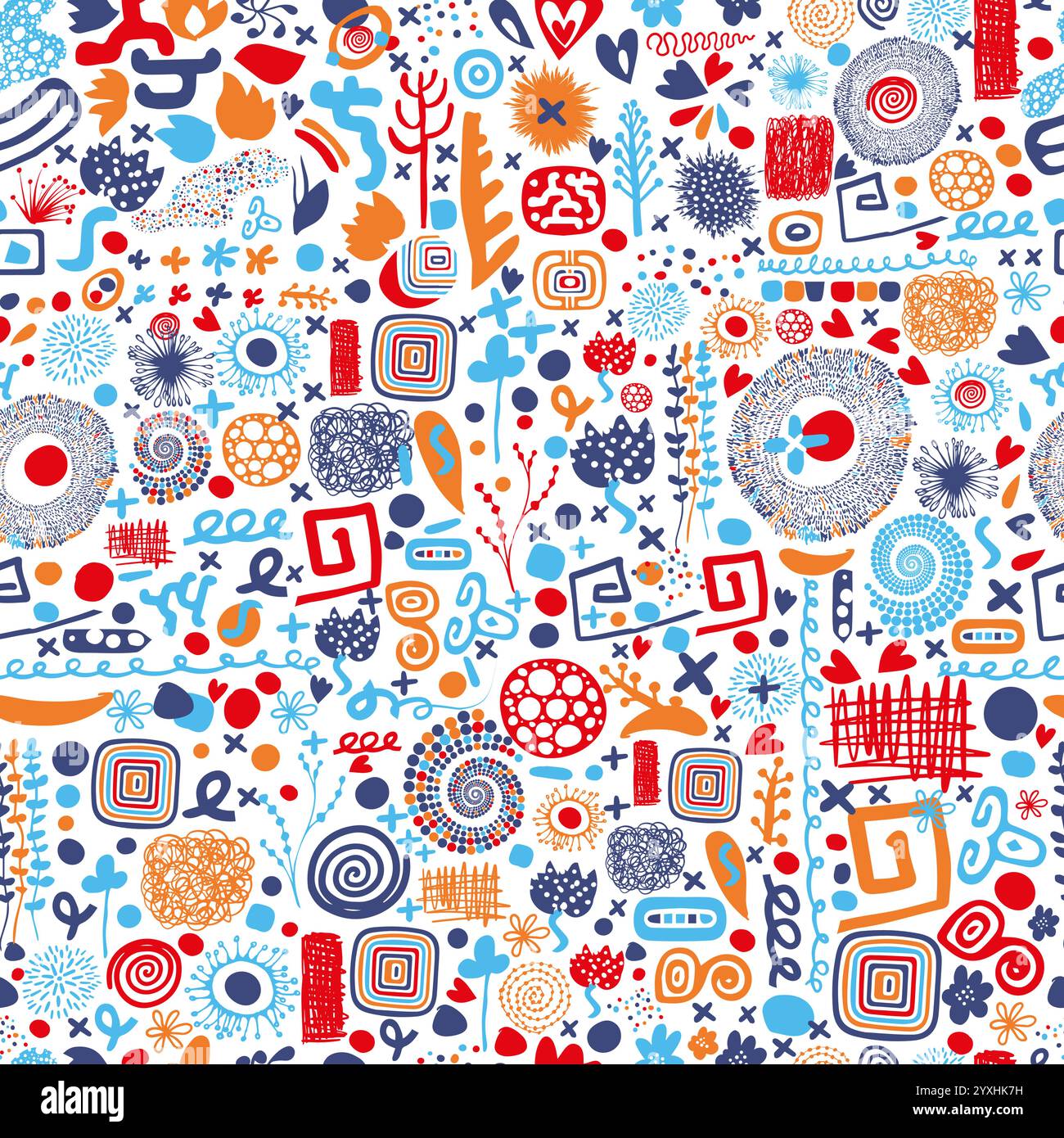 Lustiges, farbenfrohes, nahtloses Muster mit Linienmuster. Kreative abstrakte Kunst-Hintergrund-Sammlung für Stock Vektor