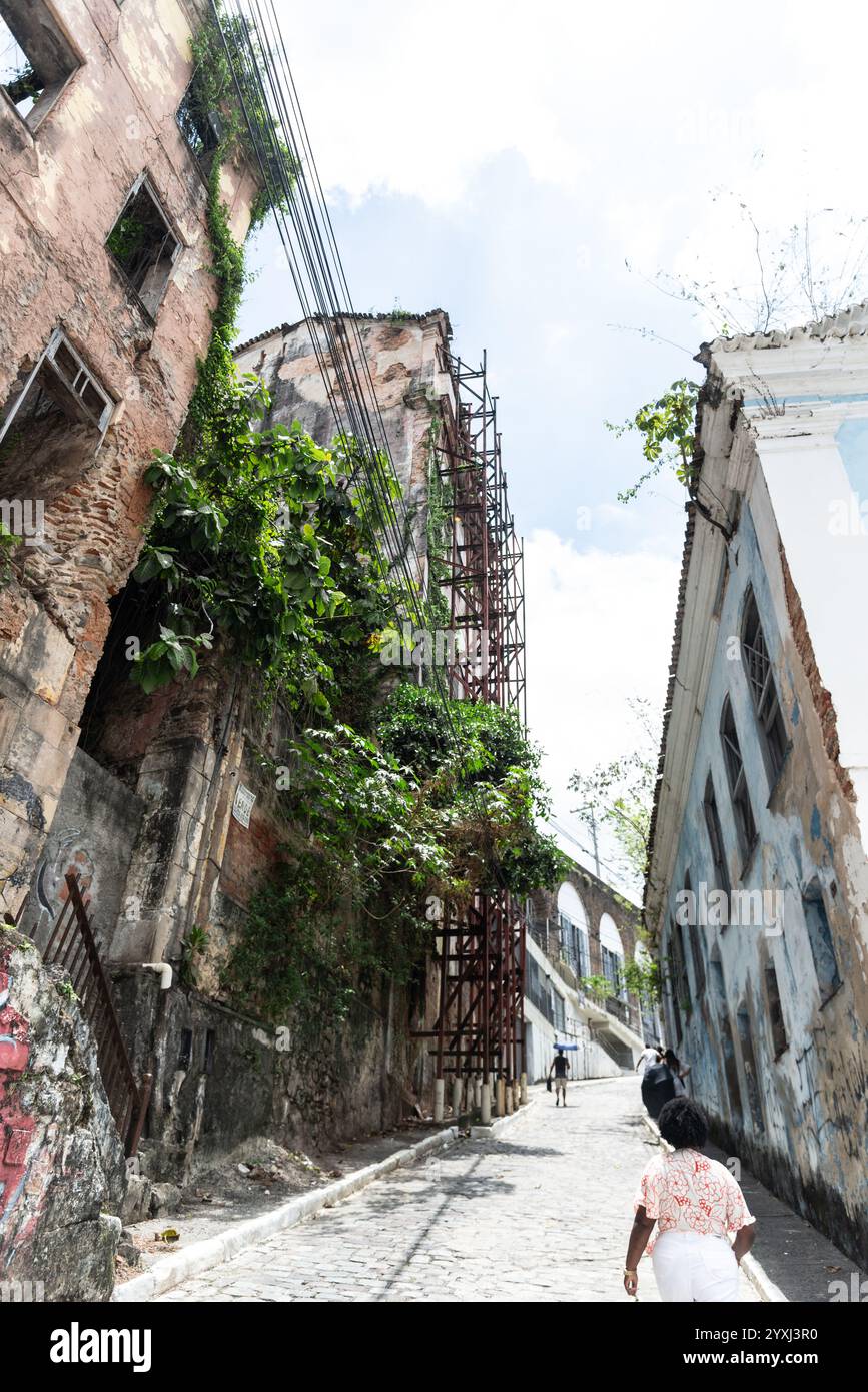 Blick auf die Fassade der Ruinen in der Stadt Salvador, Bahia. Stockfoto