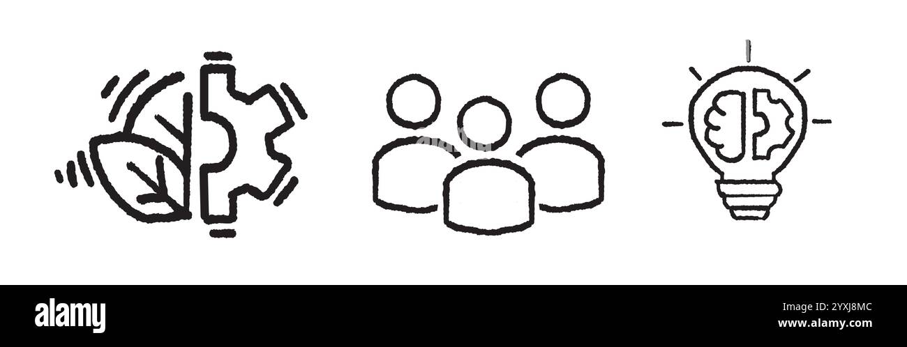 Nachhaltige Innovation: Teamarbeit und grüne Technologien fördern den Fortschritt Stock Vektor