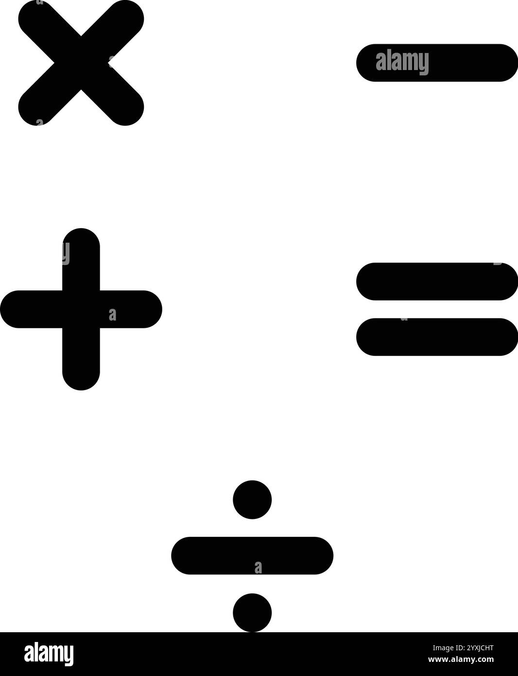 Mathematisches Zeichen Sammlung, Minuszeichen, gleich, multiplizieren, dividieren, mathematisches Symbol, Multiplikation Stock Vektor