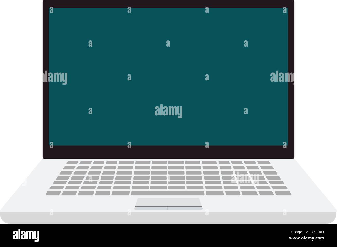 Weißes Notebook-Modell, realistisches Notebook, Laptop mit leerem Bildschirm, silberfarbenes Notebook, elektronische Geräte Stock Vektor