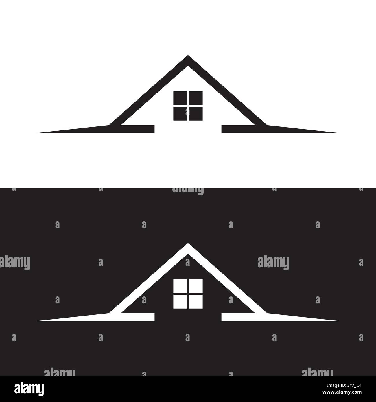 Schlichtes schwarz-weißes Häuserlogo. Stock Vektor