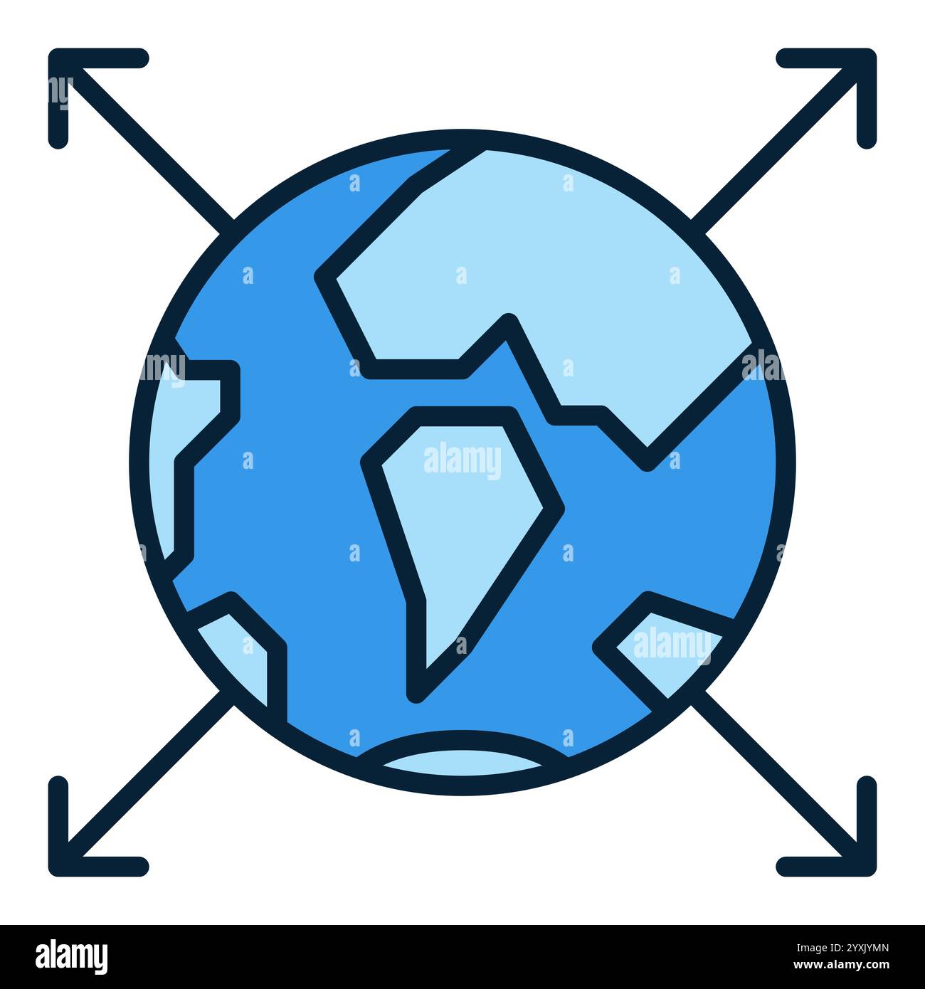 Earth Planet International Relations Vektorkonzept blaues Symbol oder Logo-Element Stock Vektor