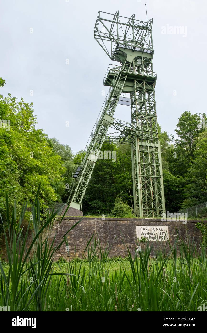 Der gewundene Turm des ehemaligen Kohlebergwerkes mie Carl Funke Stockfoto