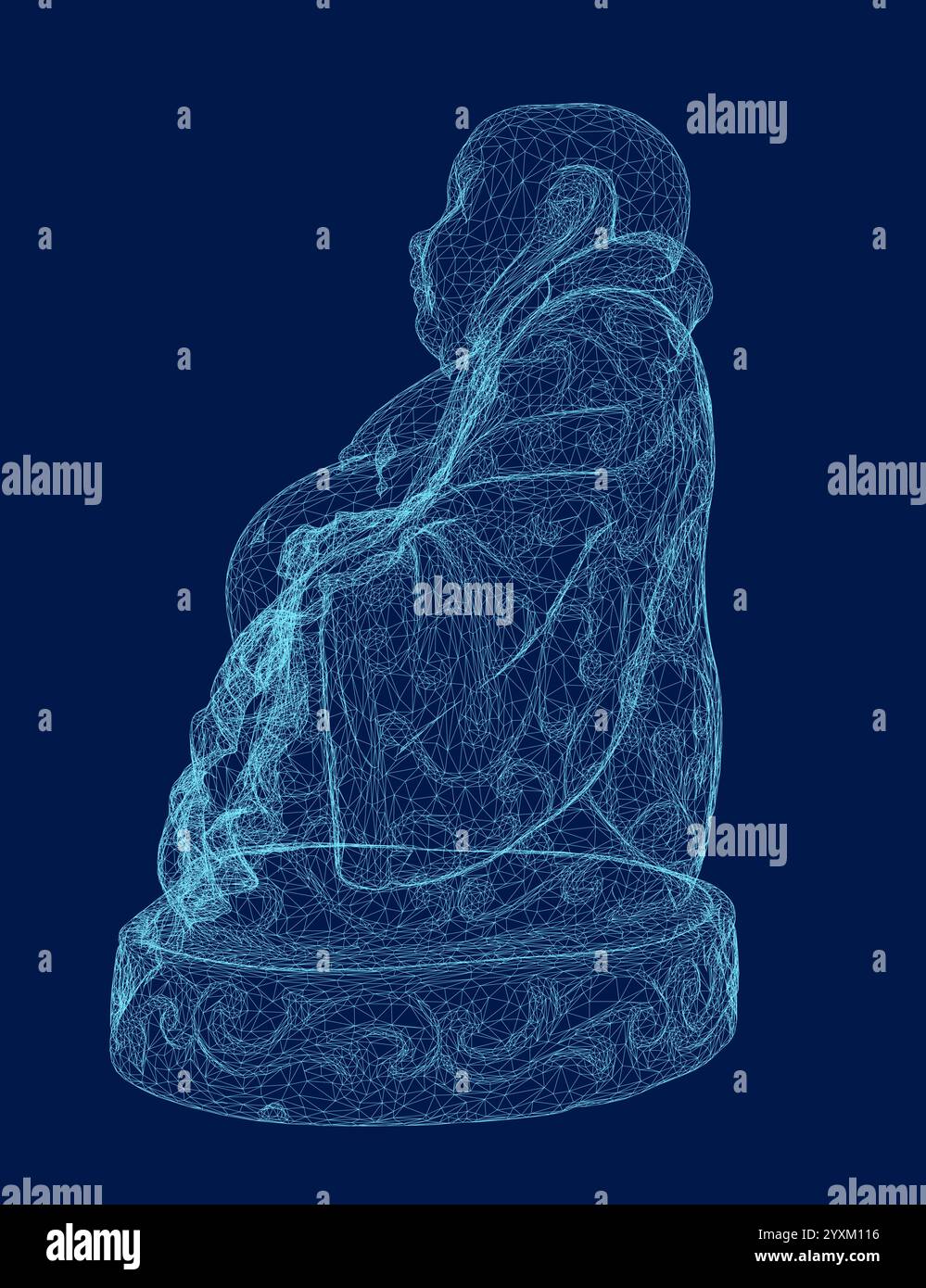 Maitreya Buddha Drahtmodell Vektorzeichnung. 3D. Vektorabbildung Stock Vektor