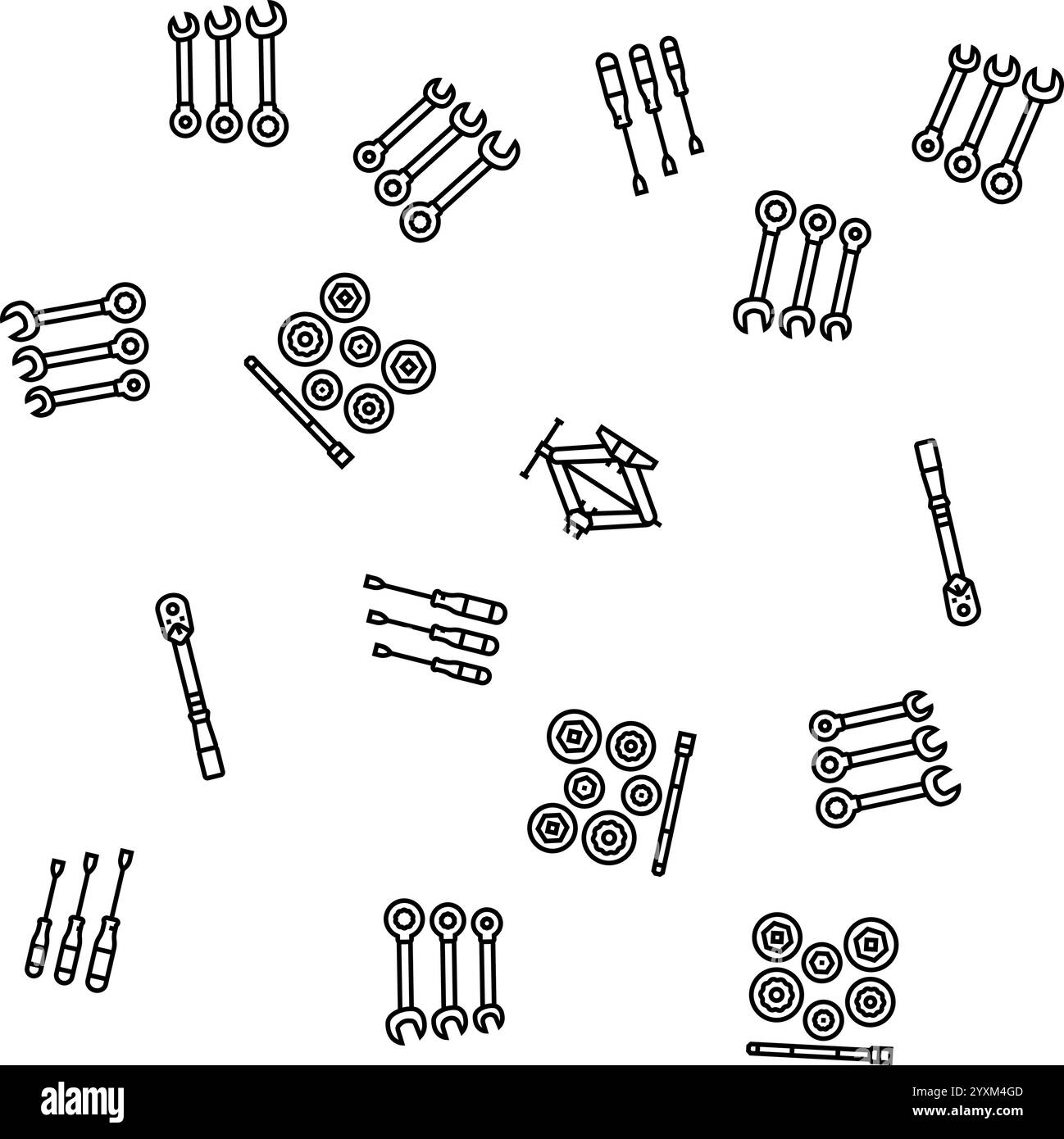 Autoreparaturwerkzeuge Schraubenschlüssel nahtlose Mustervektor Stock Vektor