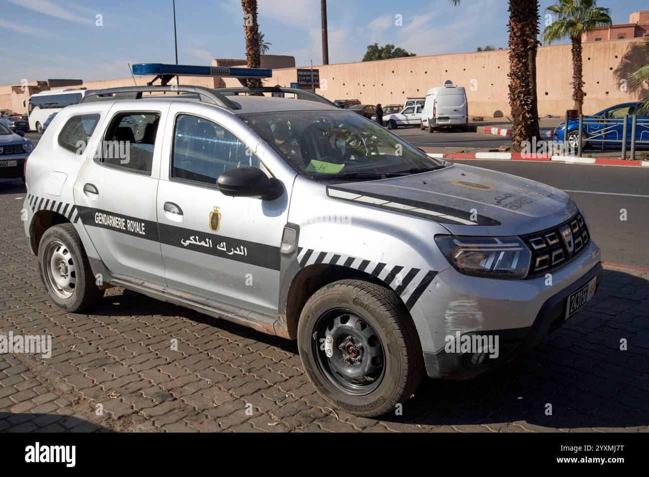 marokkanische Gendarmerie royale dacia Fahrzeug marrakesch, marokko Stockfoto