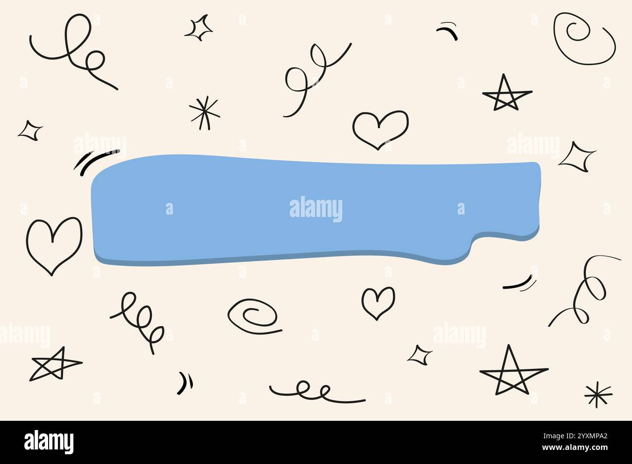 Sprechblase mit Doodle-Element auf beigefarbenem Hintergrund. Vorlagenrahmen für Webbanner. Leerer leerer Kommentar Stock Vektor