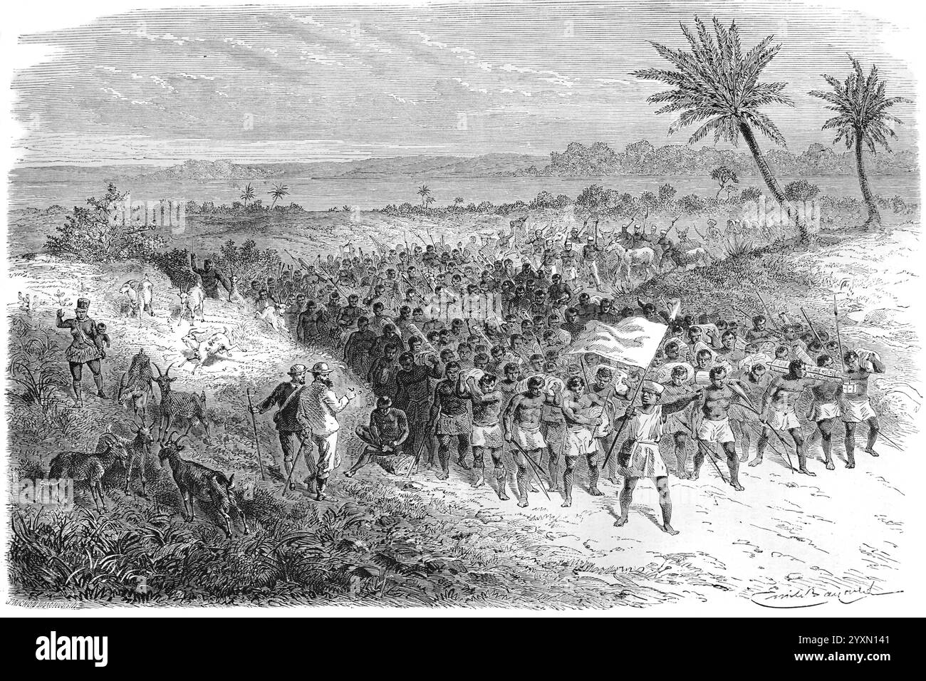 Abfahrt der Speke & Grant African Expedition von 1860, die Sansibar im Oktober 1860 verließ, zur Quelle oder Quellen des Nils im Jahr 1860. Vintage oder historische Gravur oder Illustration 1864 Stockfoto Abfahrt der Speke & Grant African Expedition von 1860, die Sansibar im Oktober 1860 verließ, zur Quelle oder Quellen des Nils im Jahr 1860. Vintage oder historische Gravur oder Illustration 1864 Stockfoto