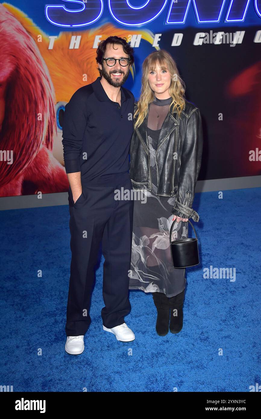 Josh Groban und Natalie McQueen bei der Premiere des Kinofilms Sonic the Hedgehog 3 im TCL Chinese Theatre. Los Angeles, 16.12.2024 Stockfoto