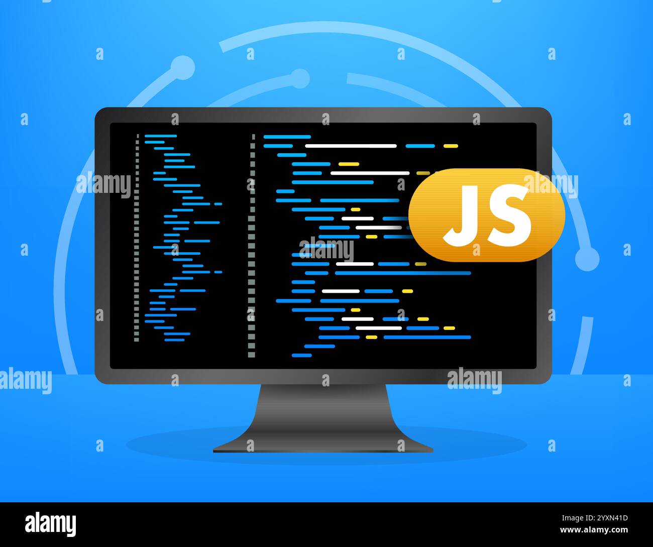 Computerbildschirm mit javascript-Code für die Softwareentwicklung Stock Vektor