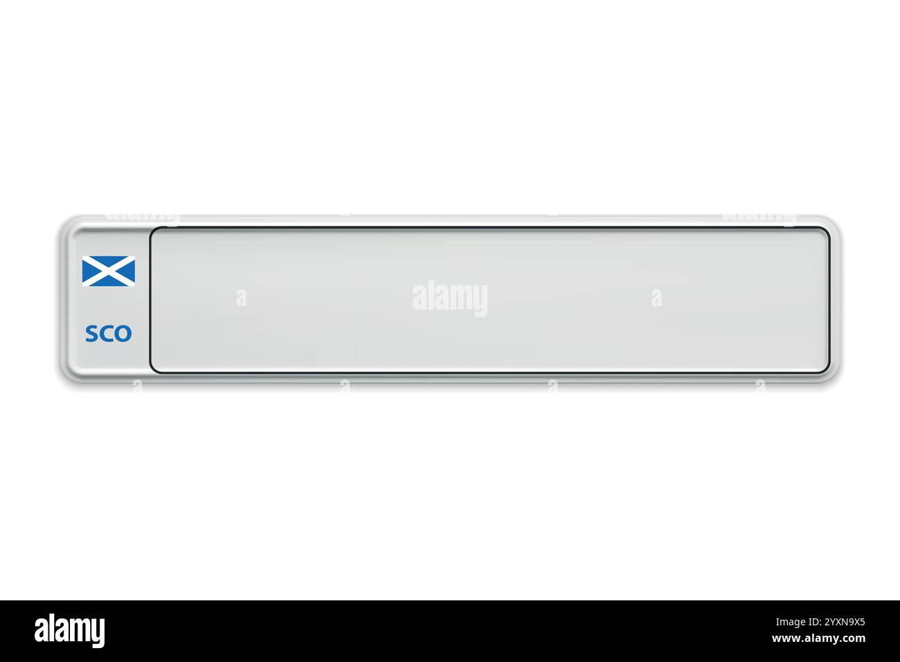 Autokennzeichen aus Großbritannien. Kfz-Zulassungsschein der britischen Region Schottland. Europäische Standardgröße Stock Vektor