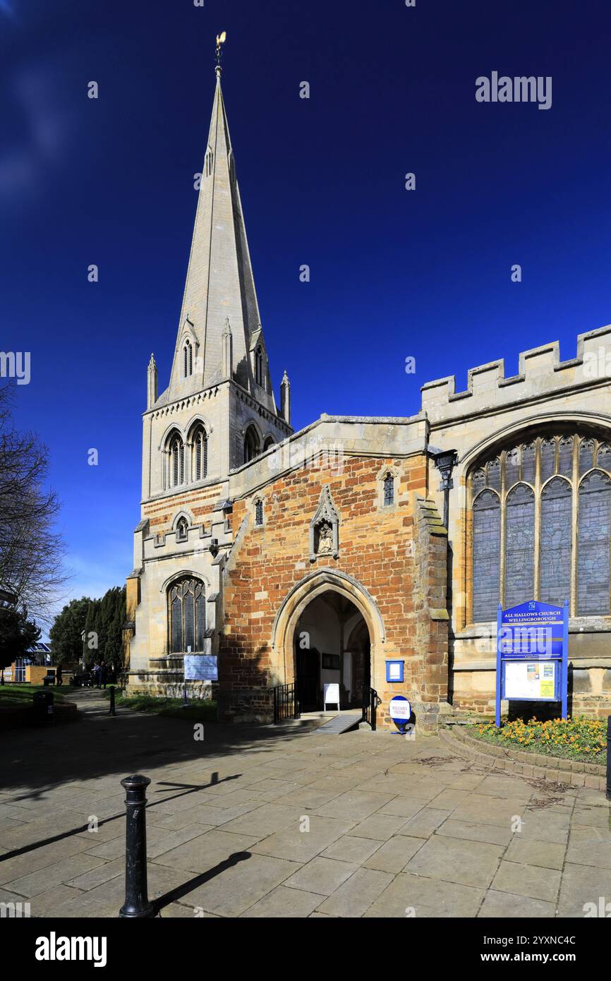 All Hallows Pfarrei Kirche, Wellingborough Stadt, Northamptonshire, England, UK Stockfoto