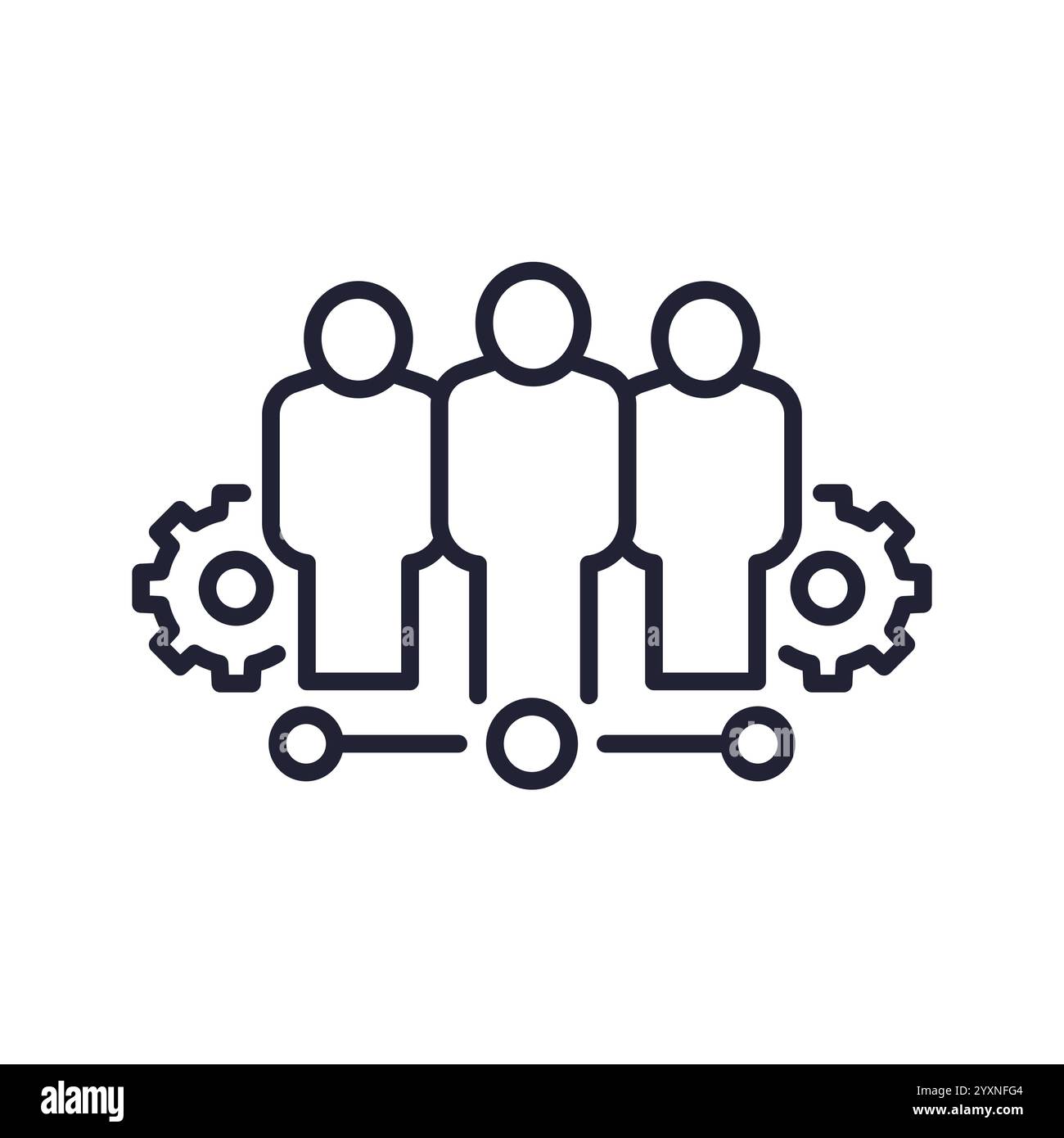 Teammanagement-Liniensymbol mit Personen Stock Vektor