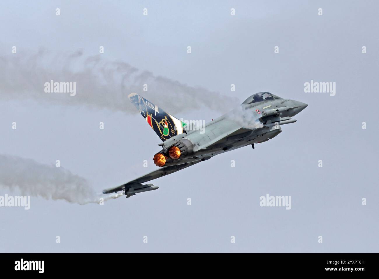 EF2000 Kampfflugzeug der spanischen Luftwaffe mit speziellen Markierungen. Stockfoto