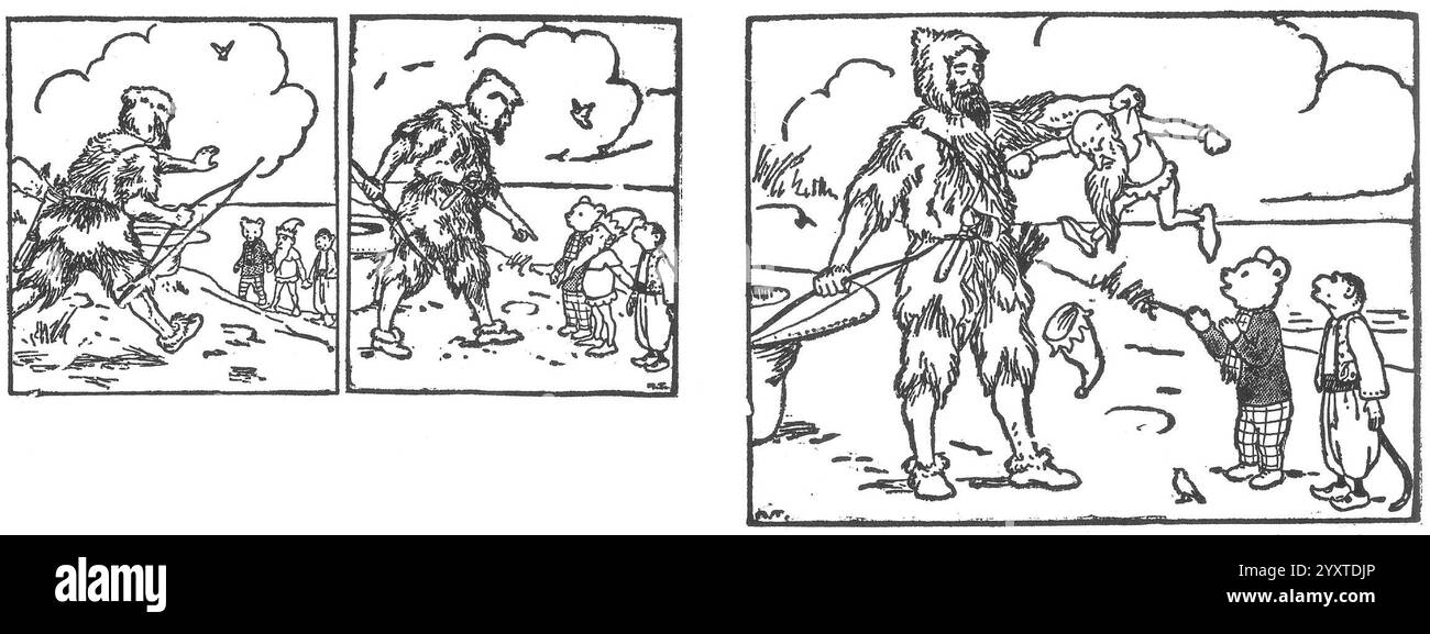 De avonturen van Bruintje Beer - Dertiende Serie - Bruintje Beer en de toverhoed - S. 56. Stockfoto