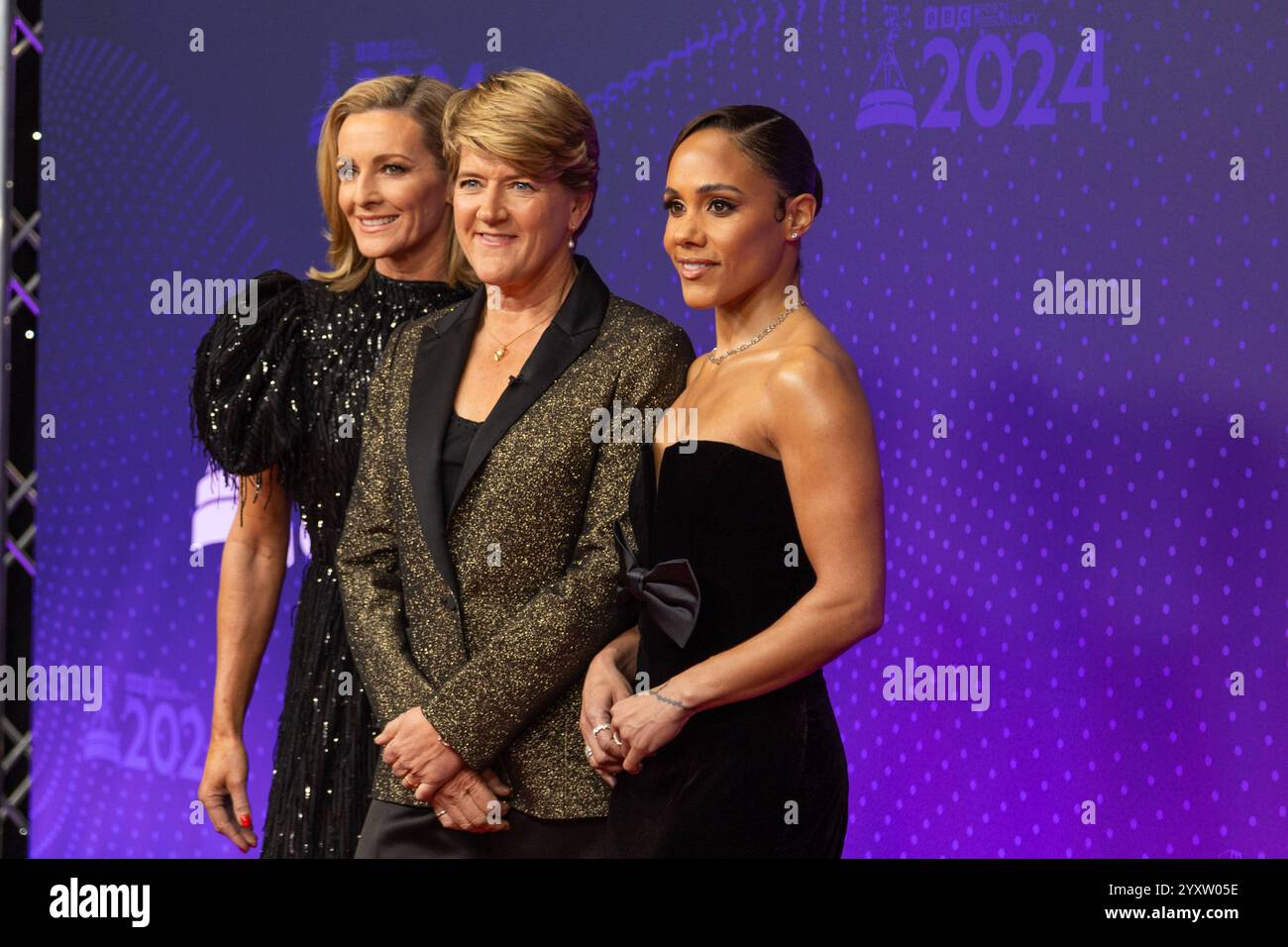 Manchester, Großbritannien. Dezember 2024. Alex Scott, Clare Balding und Gabby Logan bei der BBC Sports Personality of the Year 2024 Credit: Craig Hawkhead/Alamy Live News Stockfoto