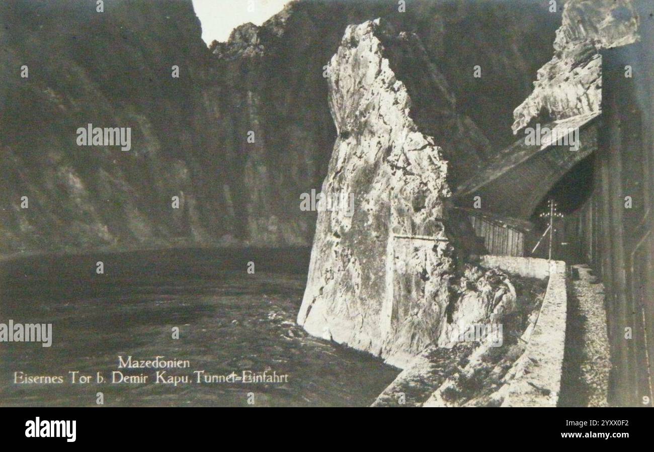 Demir Kapija Canyon 1916 Postkarte 3. Stockfoto