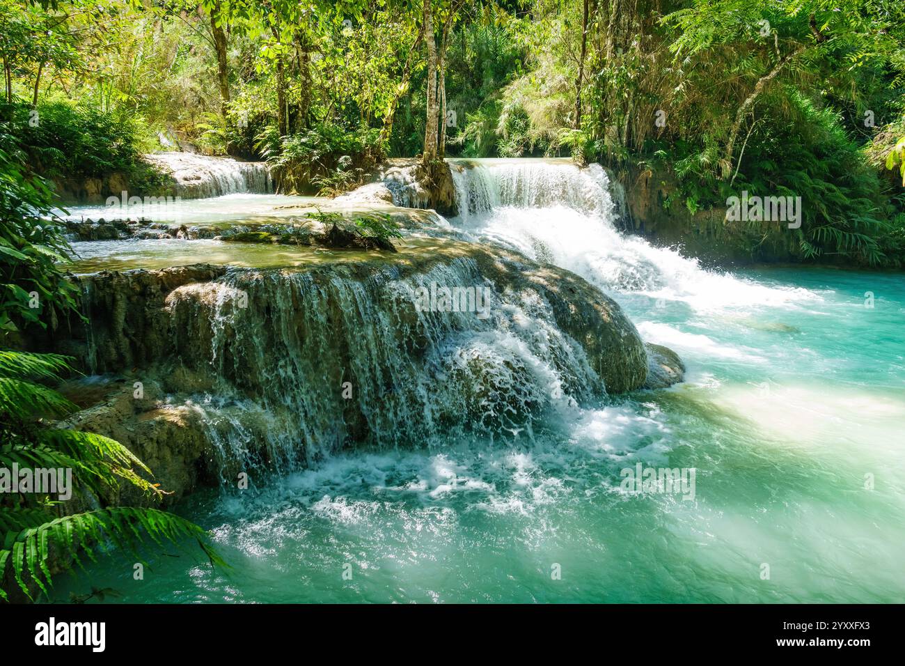 Kuang Si Falls in der Nähe von Luang Prabang, Laos Stockfoto