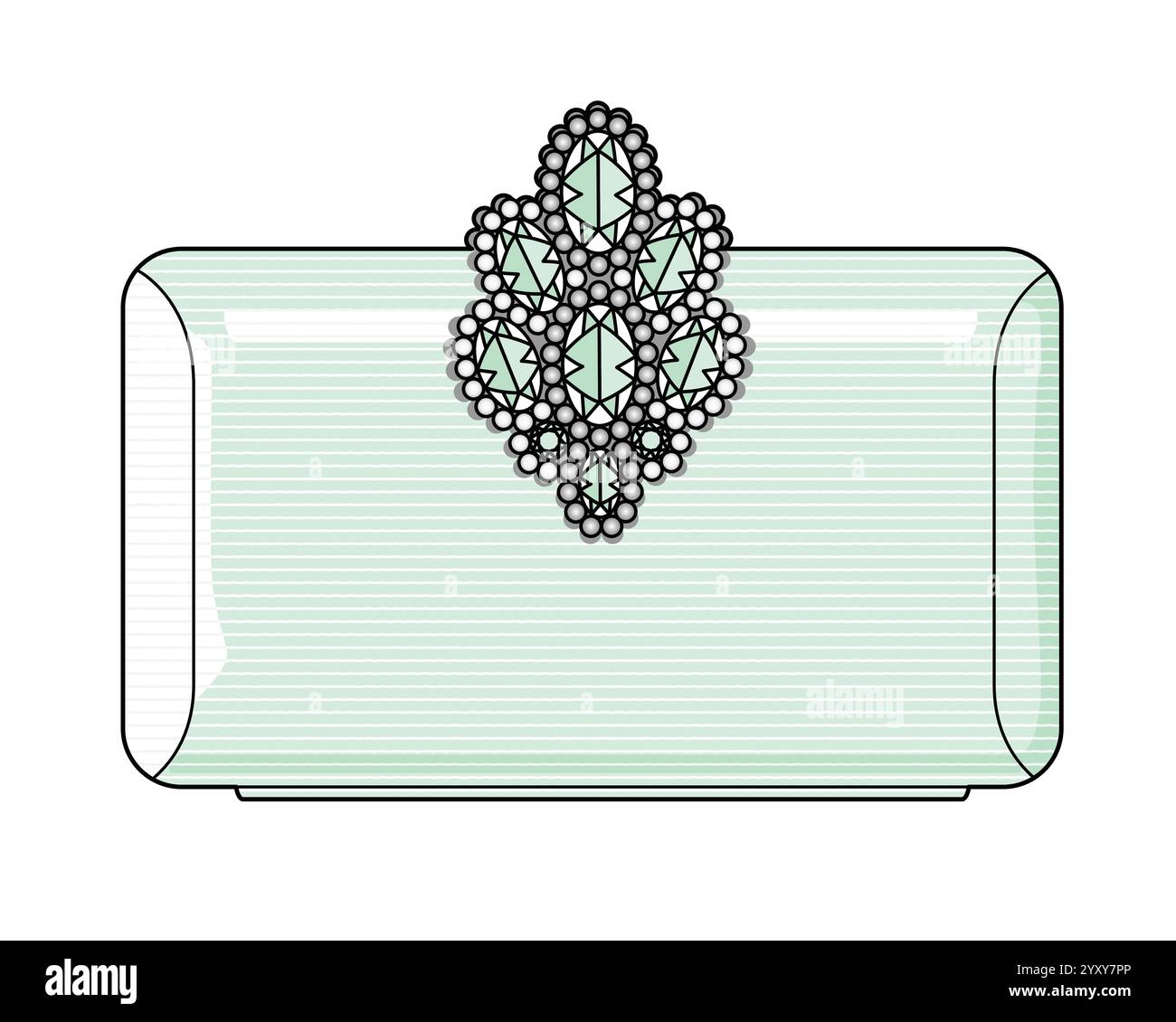 Verzierte Clutch Bag Mockup Vorlage Vektor Design. Stock Vektor