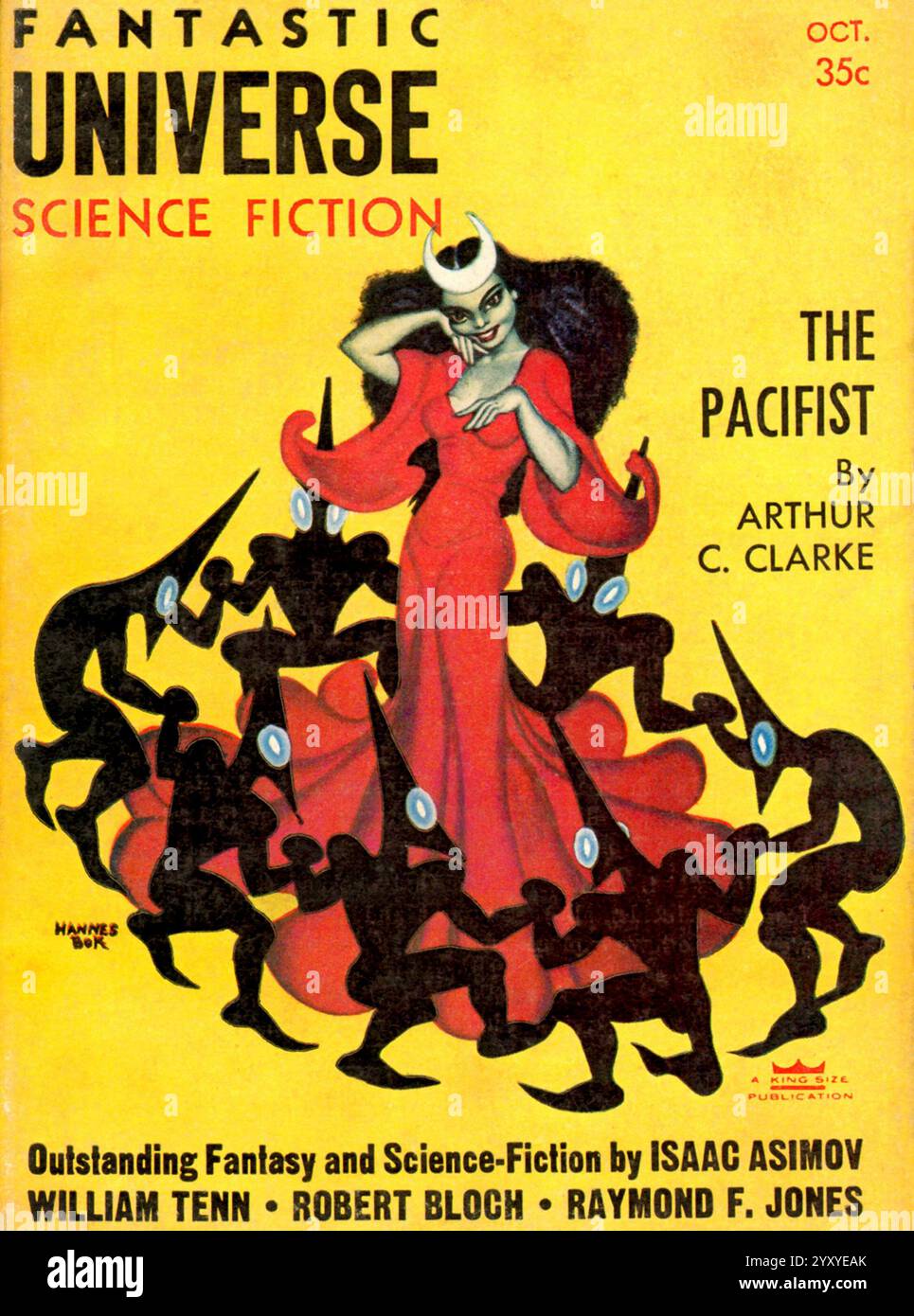 Fantastic Universe - der Pazifisten Arthur C Clarke - Cover Art von Hannes Bok - 1956 Stockfoto