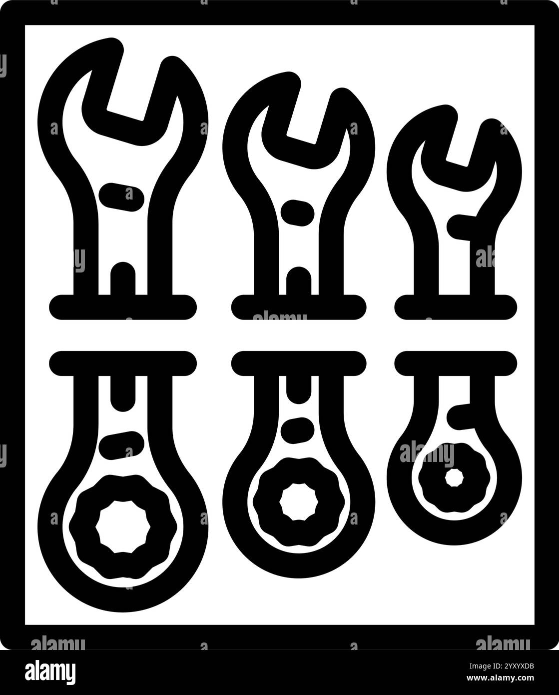 Schraubenschlüssel Set Auto Reparatur Werkzeug Linie Symbol Vektor Illustration Stock Vektor