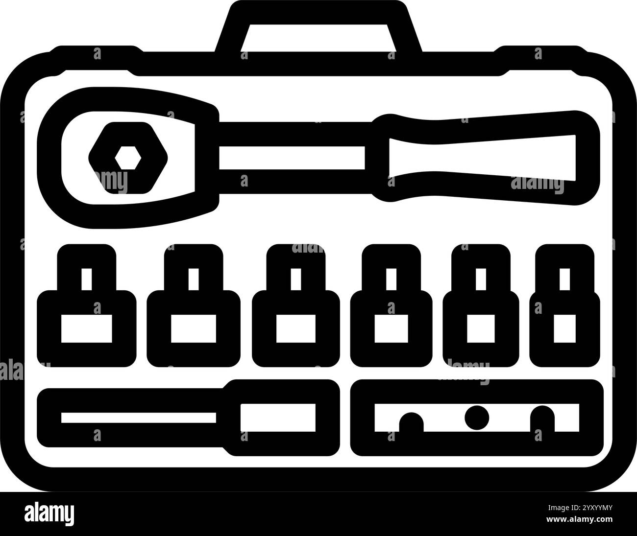 Socket Set Auto Reparaturwerkzeug Linie Symbol Vektor Illustration Stock Vektor