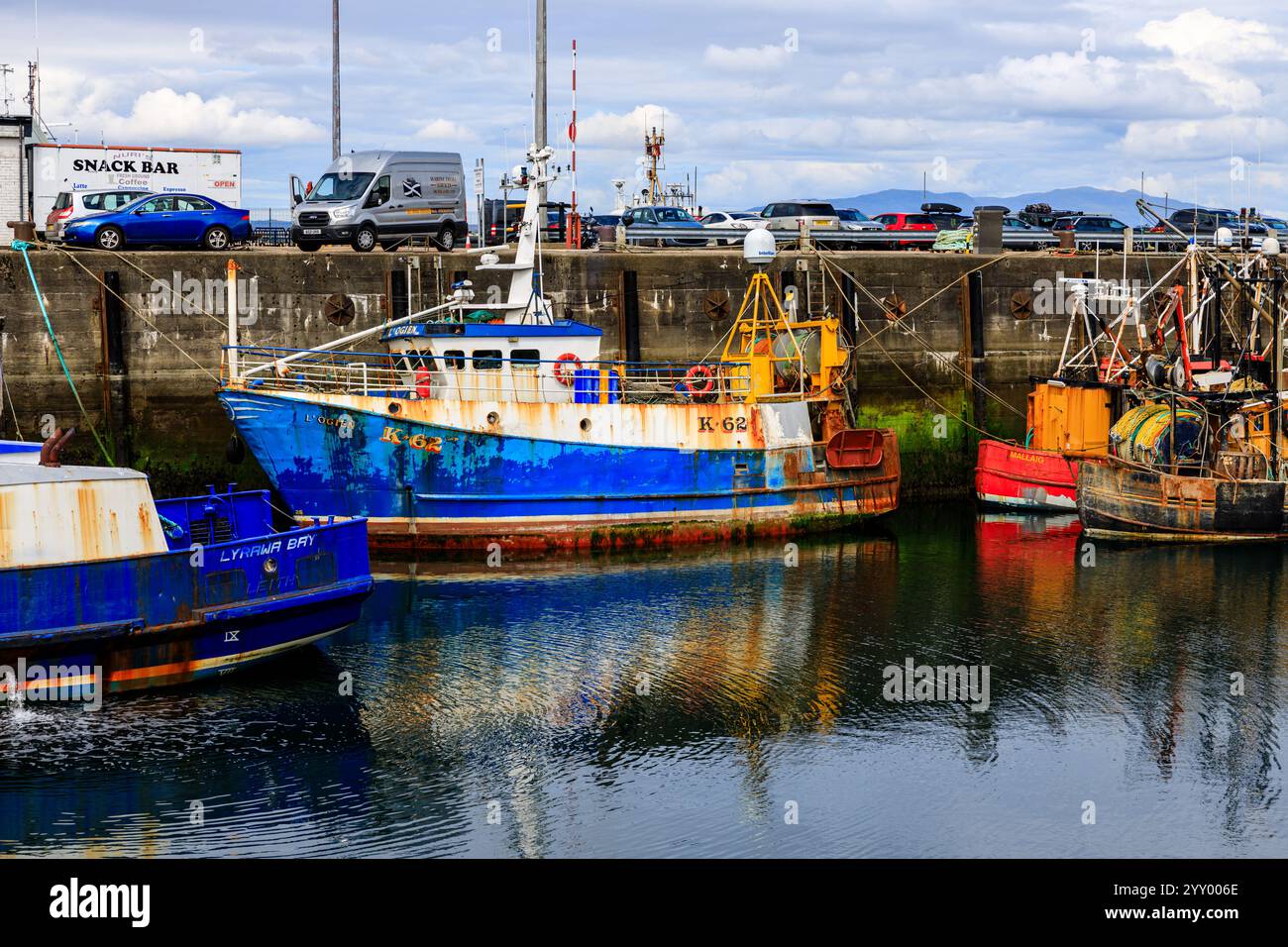 K62, L'Ogien, Fischereifahrzeug im Hafen, mit abgenutztem Äußeren, keine Leute Stockfoto