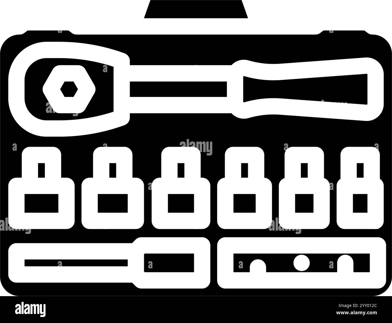 Socket Set Auto Reparatur Werkzeug Glyph Symbol Vektor Illustration Stock Vektor