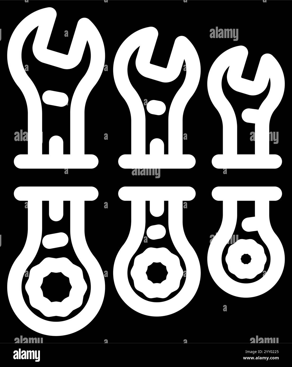 Schraubenschlüssel Set Autoreparaturwerkzeug Glyphe Symbol Vektor Illustration Stock Vektor