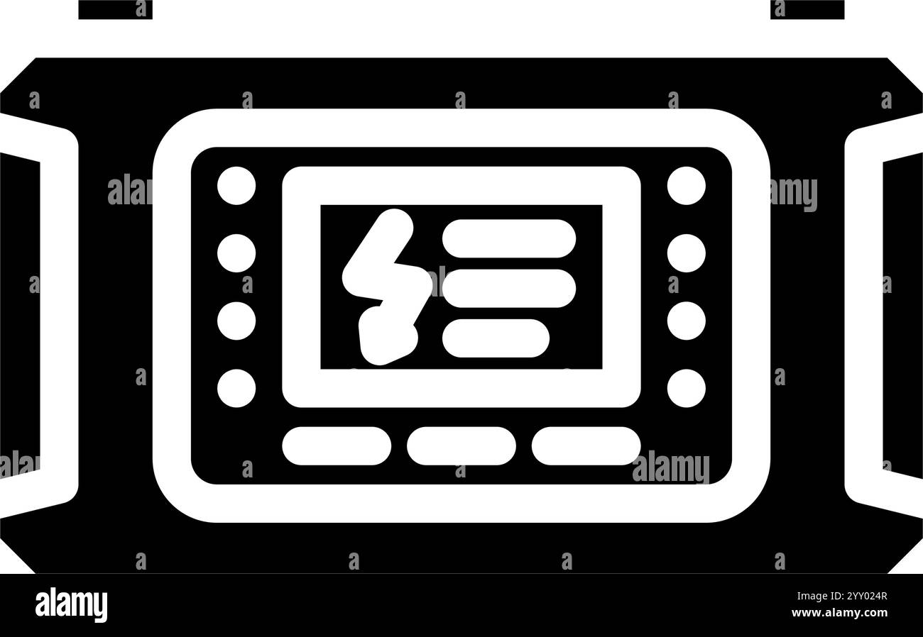 Kfz-Batterieladegerät Kfz-Glyphe-Symbol-Vektorillustration Stock Vektor