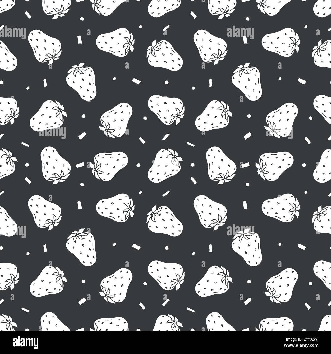 Nahtloses Erdbeermuster. Doodle Vektor mit roten Erdbeeren Ikonen. Vintage-Erdbeermuster Stock Vektor