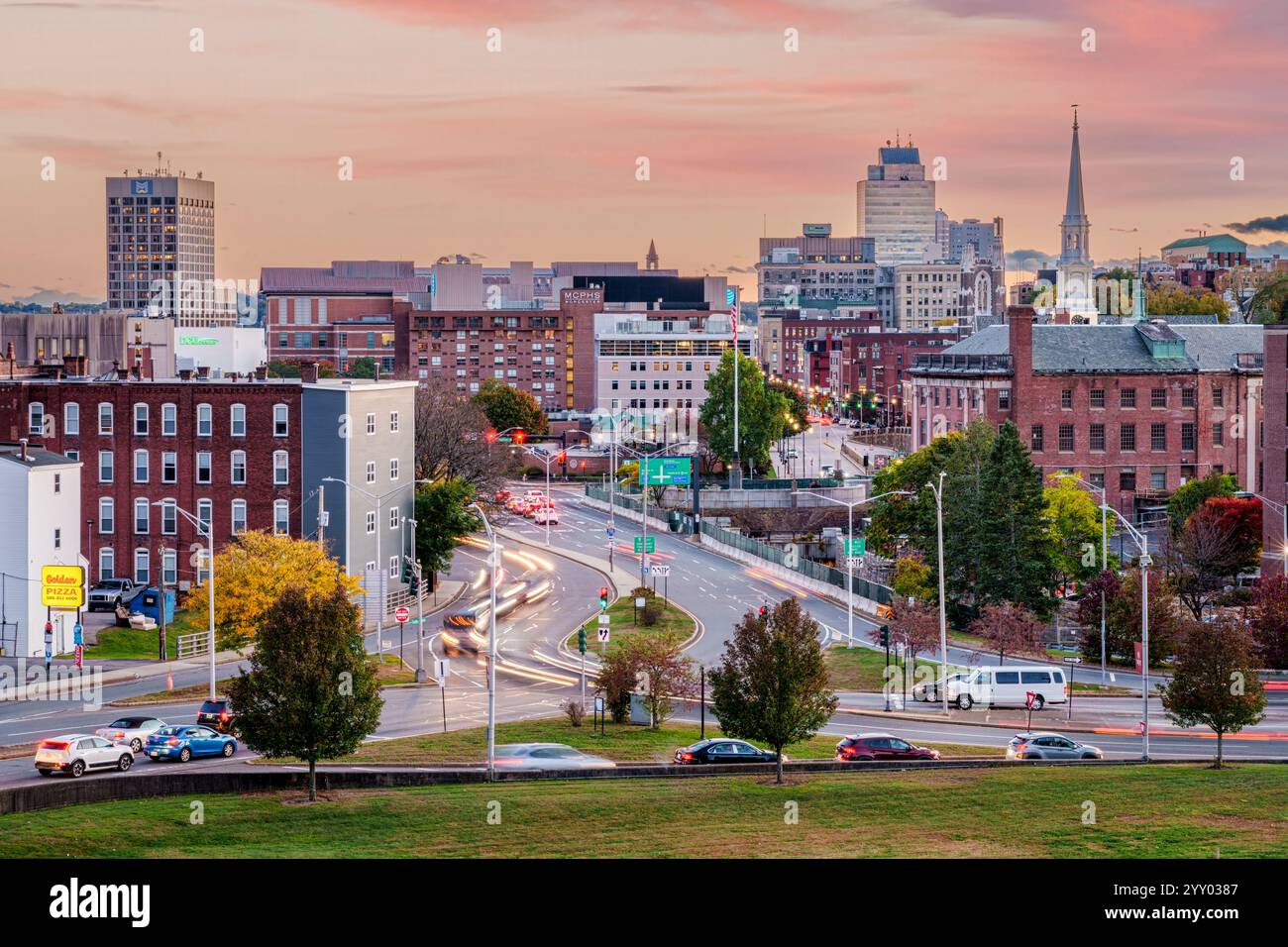 Malerischer Blick auf Worcester Worcester, Massachusetts, New England, USA Stockfoto