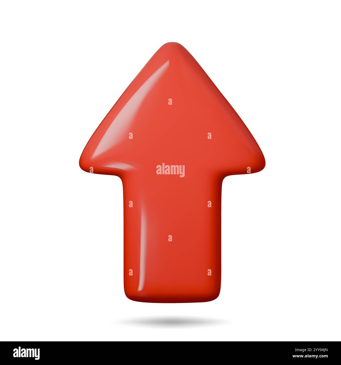 3D-Pfeil zeigt rot nach oben. Realistisches 3D-Rendering im minimalen Stil. Symbol isoliert auf weißem Hintergrund. Vektorabbildung Stock Vektor