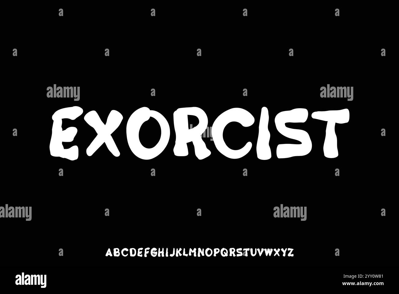 Dekorative Distressed Exorzist Alphabet Display Schriftart Vektor Illustration Stock Vektor