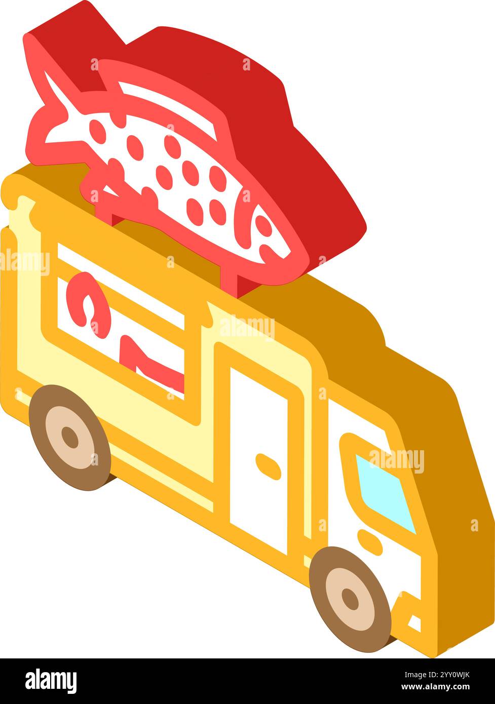 Meeresfrüchte Food Truck isometrische Icon Vektor Illustration Stock Vektor