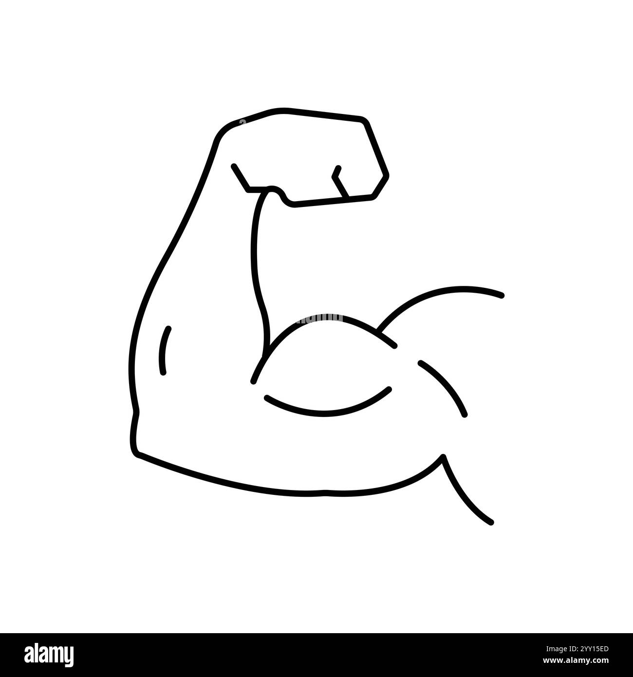 Symbol für starke Handlinie. Einfacher Umrissstil. Muskel, Arm, Bizeps, Kraft, Protein, Mensch, Stärke, Flex, menschliches Körperkonzept. Vektordarstellung isoliert Stock Vektor
