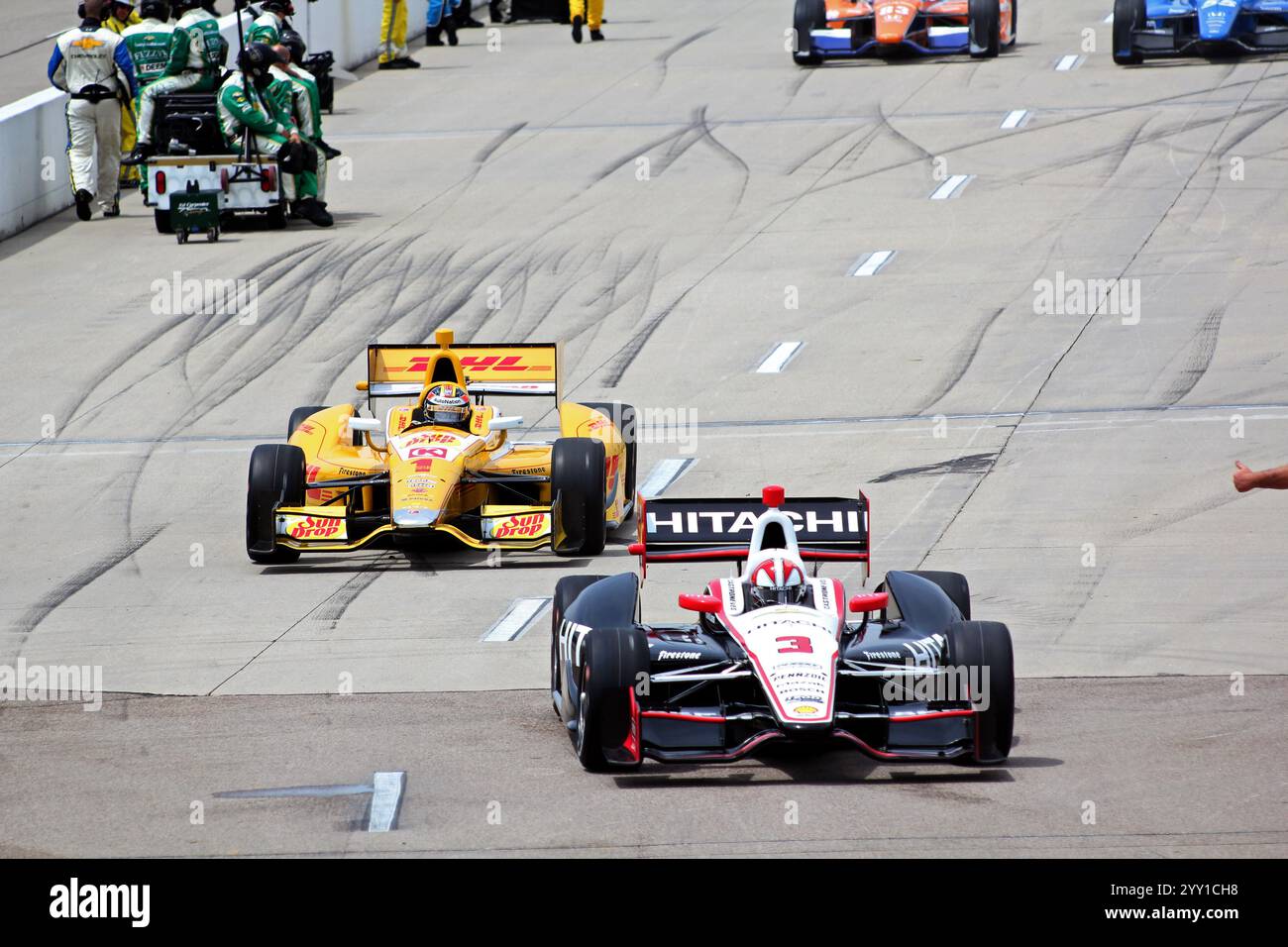 Newton Iowa, USA - 23. Juni 2013: IndyCar Iowa Corn 250 Rennen Iowa Speedway Helio Castroneves Stockfoto