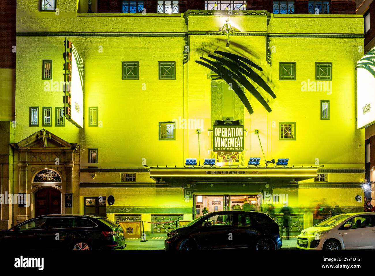 The Fortune Theatre at Night, Covent Garden, London, Großbritannien. Stockfoto