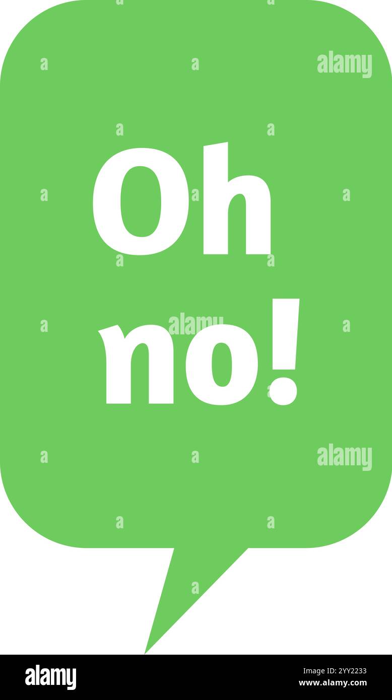 Zeigt eine grüne Sprechblase mit dem Ausdruck „Oh nein“ an, die Gefühle der Enttäuschung, Besorgnis oder Überraschung in verschiedenen Kommunikationsformen einfängt Stock Vektor