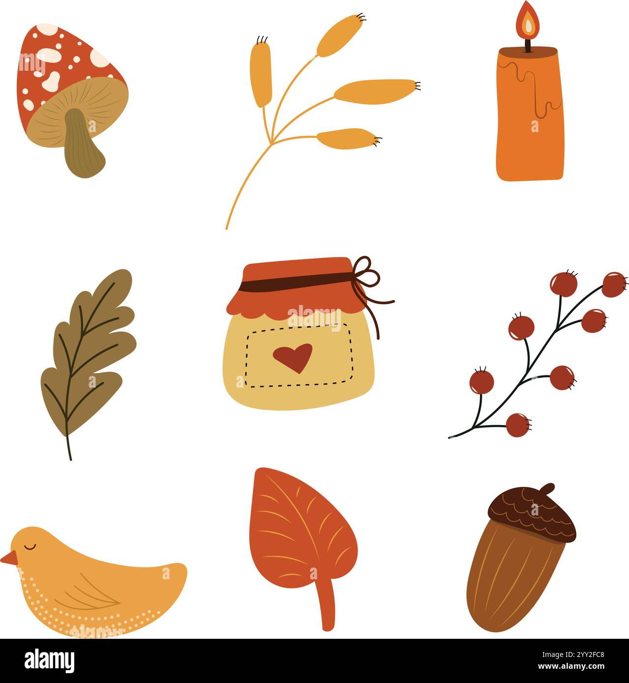 Set aus niedlichen Vintage-Herbstelementen Stock Vektor
