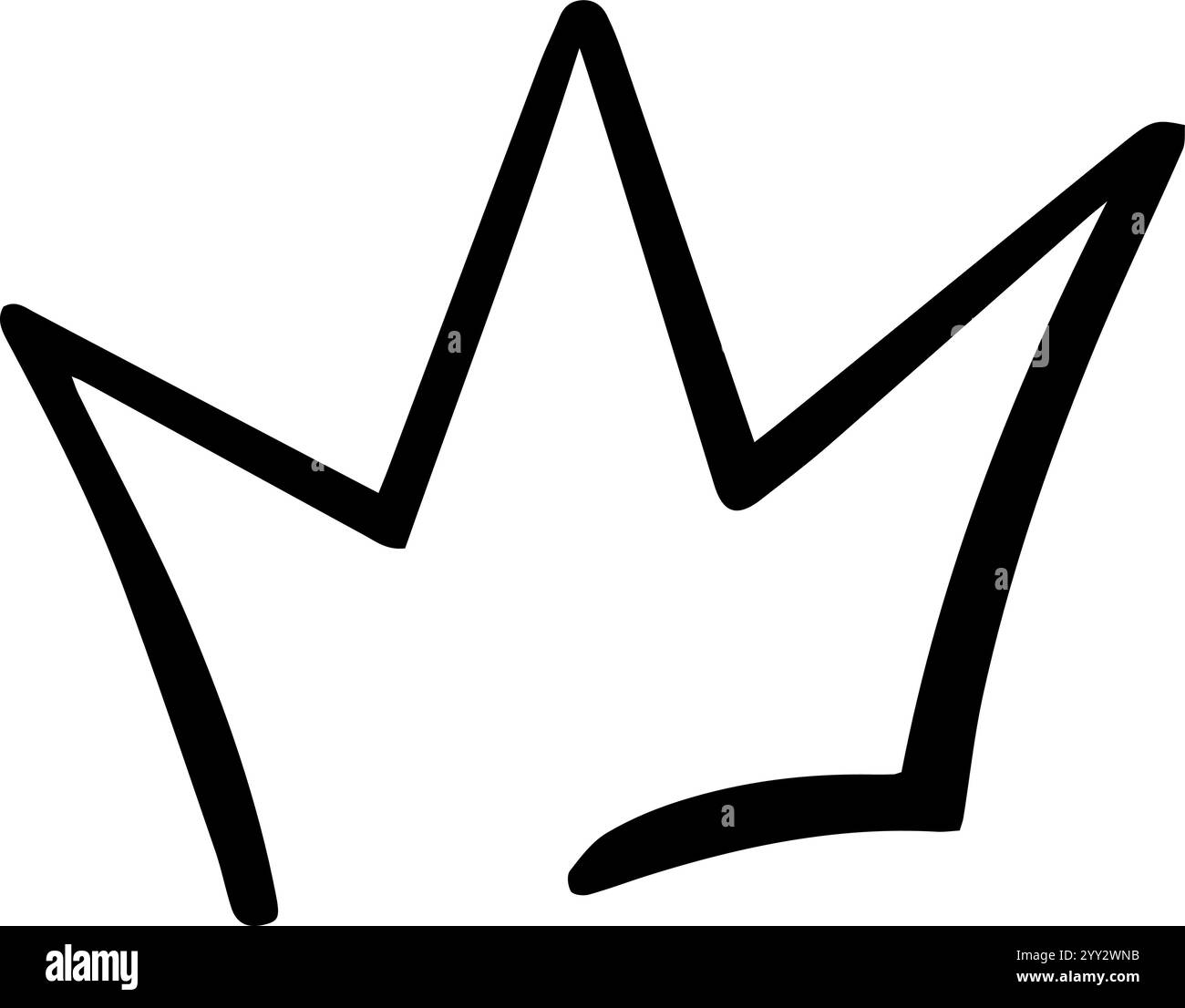 Einfache, schwarz-weiße Strichgrafik-Illustration einer Krone, die Monarchie, Macht und Leistung symbolisiert und für verschiedene Designprojekte geeignet ist Stock Vektor