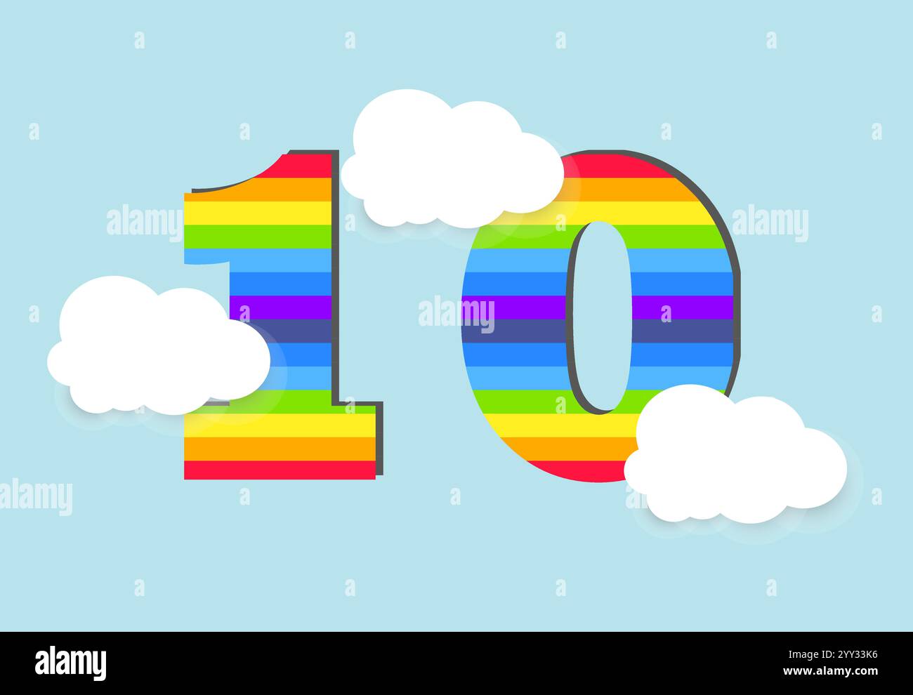 Zahl 10 Regenbogenzählung Lernen Sie Objekt Design, abstrakte Regenbogenzahl für Kinder, Liebe, Familie und scholl Konzept Vektor Illustration Design Stock Vektor