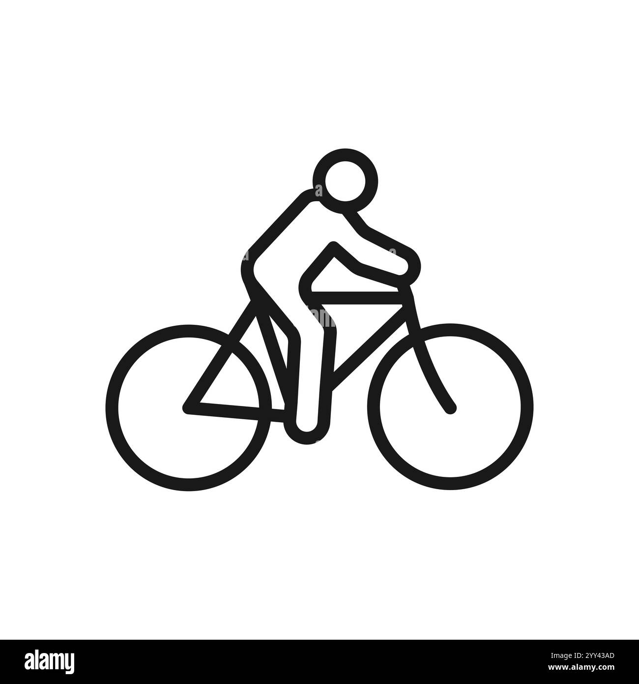 Biker-Symbol, Fahrrad fahren, Konzeptreise und Tourismus, Mountainbiker, dünnes Web-Symbol auf weißem Hintergrund Stock Vektor