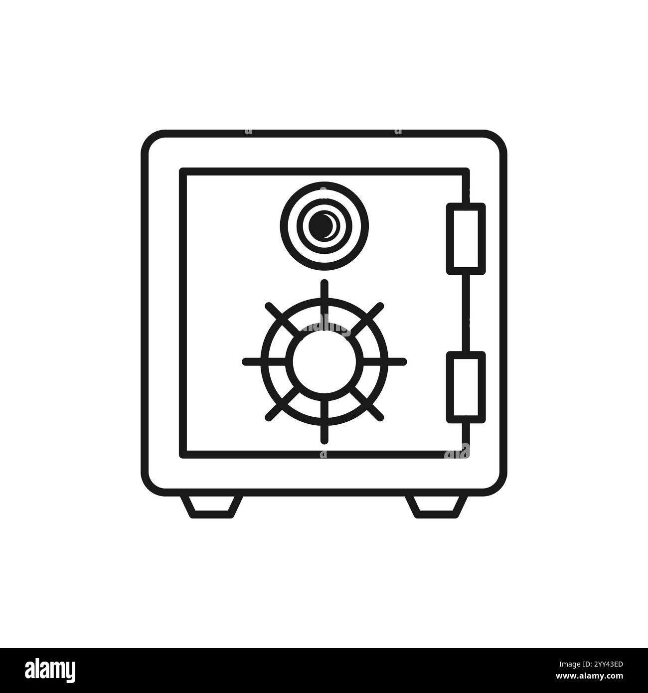 Symbol für Banksafe. Umrisssymbol geschlossen sicher. Tresor-Piktogramm. Vektorabbildung. Stock Vektor