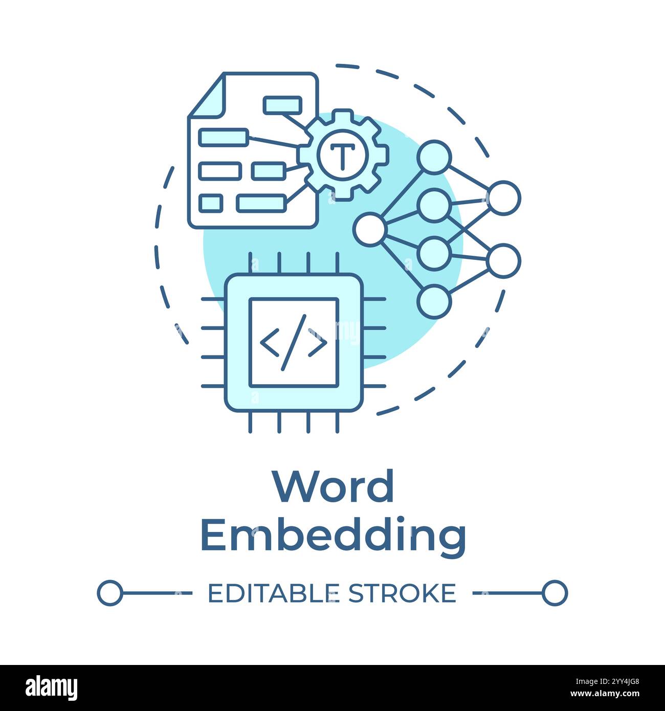 Symbol für das Konzept „Wort einbetten“ in sanftem Blau Stock Vektor