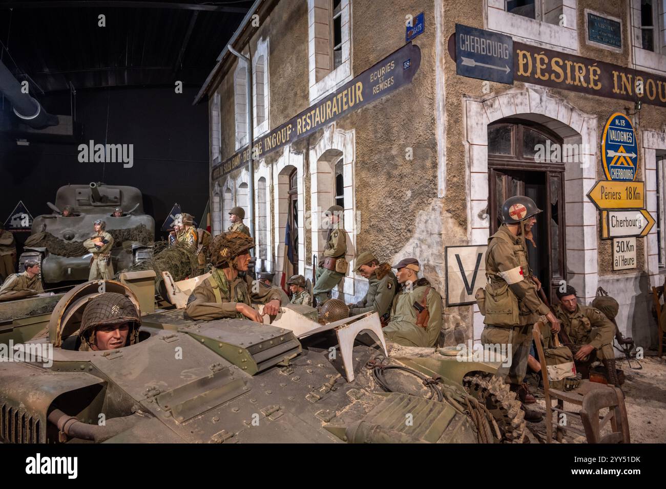 Diorama, D-Day Experience Museum, Carentan, Normandie, Frankreich Stockfoto