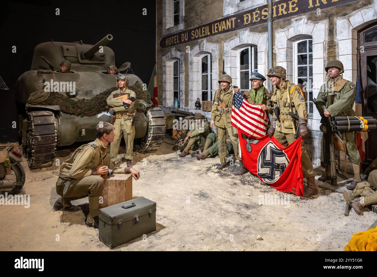 Diorama, D-Day Experience Museum, Carentan, Normandie, Frankreich Stockfoto
